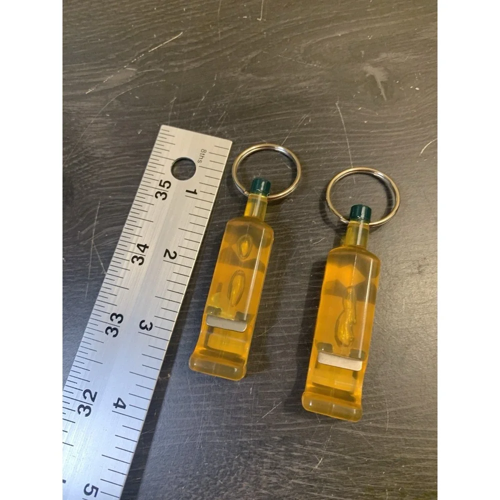 Berentzen Appel Apple Liqueur Liquor Keychain‎ Key Ring Lucite Bottle Opener Set